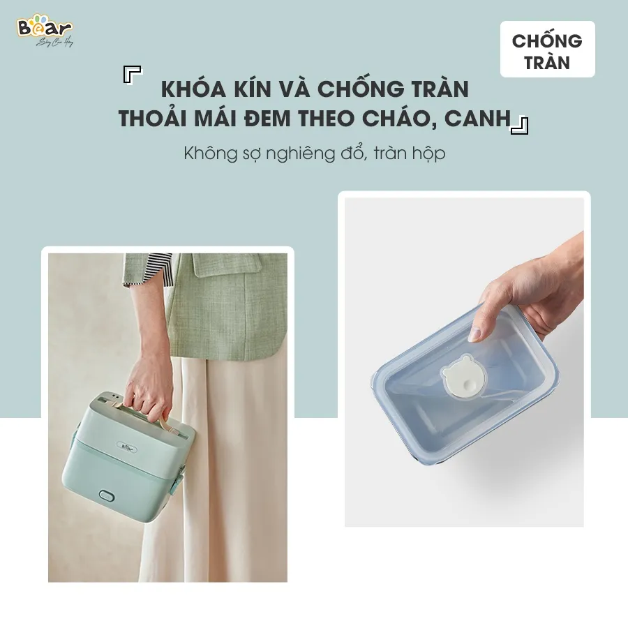 Ảnh Hộp Cơm Cắm Điện Bear 2 Tầng 3 Ngăn Dung Tích 1.2L Hâm Nóng Nấu Cơm Hộp Cơm Giữ Nhiệt Hộp Cơm Văn Phòng Cắm Điện HC12L 2