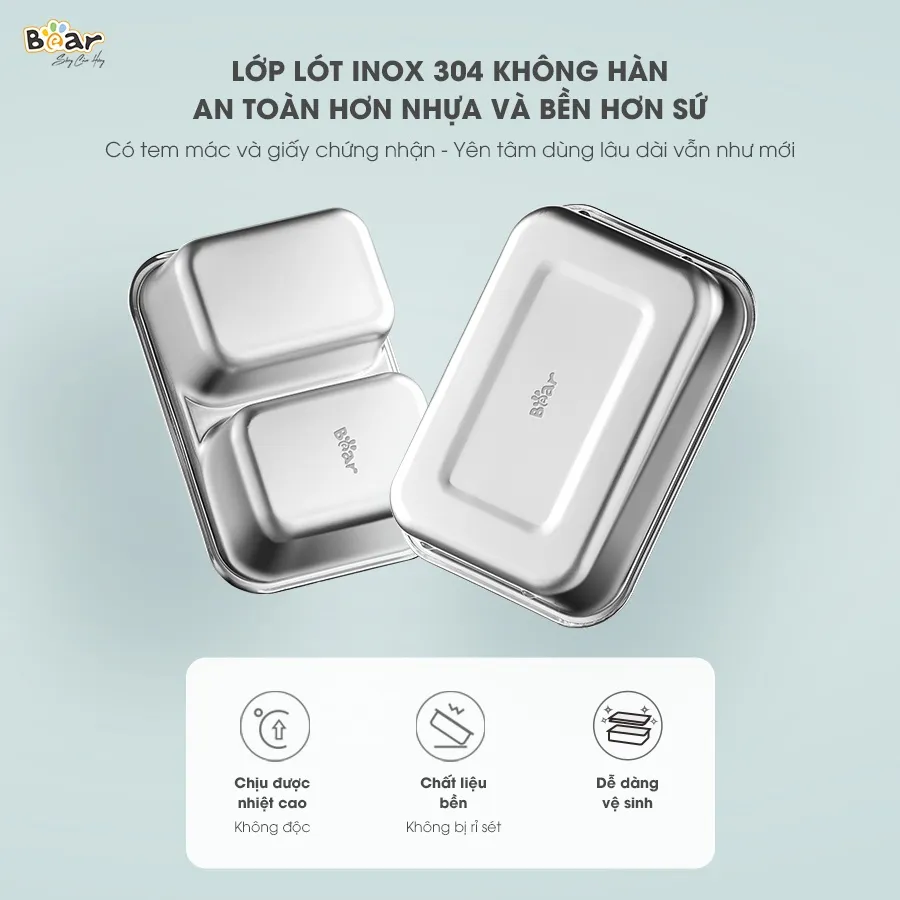 Ảnh Hộp Cơm Cắm Điện Bear 2 Tầng 3 Ngăn Dung Tích 1.2L Hâm Nóng Nấu Cơm Hộp Cơm Giữ Nhiệt Hộp Cơm Văn Phòng Cắm Điện HC12L 4