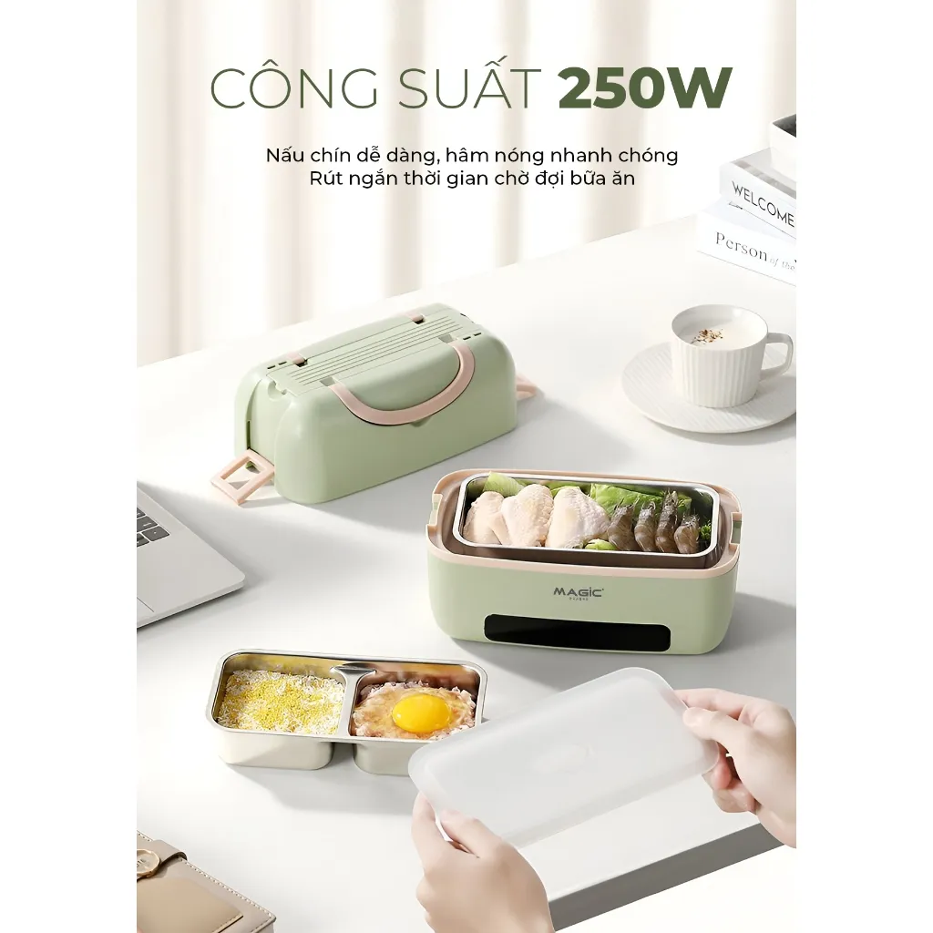 Ảnh Hộp cơm điện Magic A-003, điều khiển cảm ứng, công suất 250W, khay cơm inox 304, bảo hành 12 tháng 4