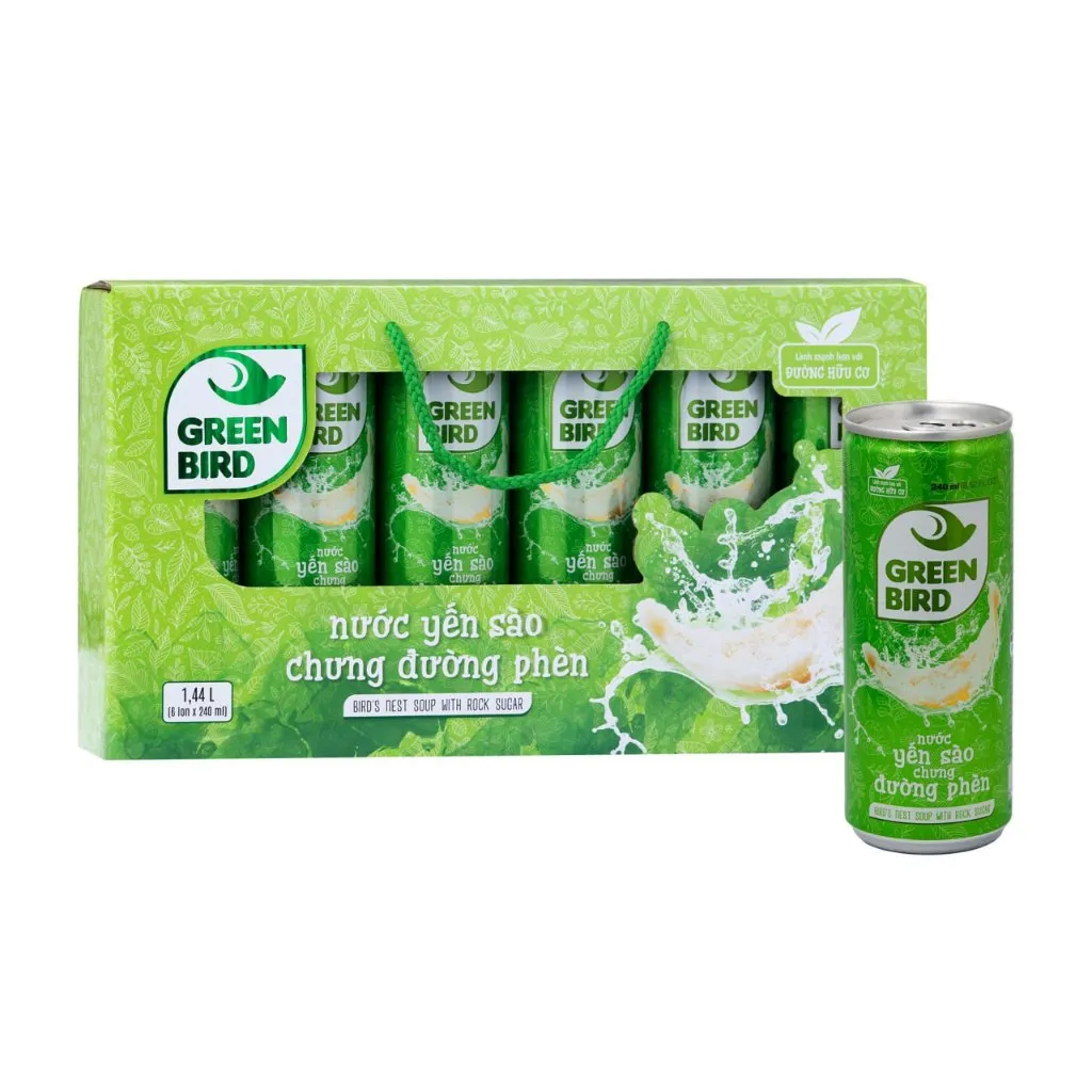Ảnh Hộp quà 6 lon Green Bird - Nước Yến Sào Chưng Đường Phèn - Hộp quà 6 lon * 240ml 3