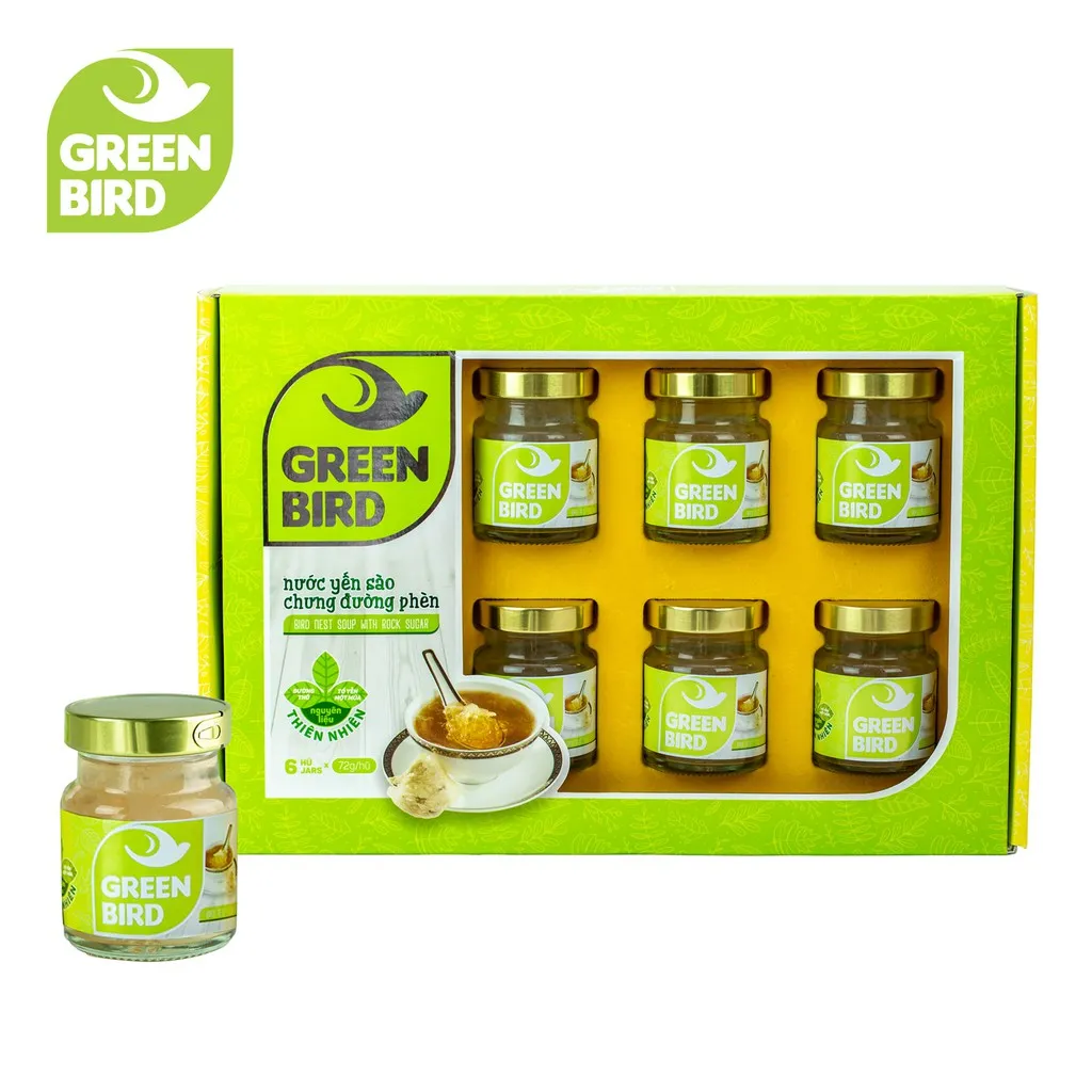 Ảnh Hộp quà Nước Yến Sào Chưng Đường Phèn - GREEN BIRD - (6 hũ /72g) 2