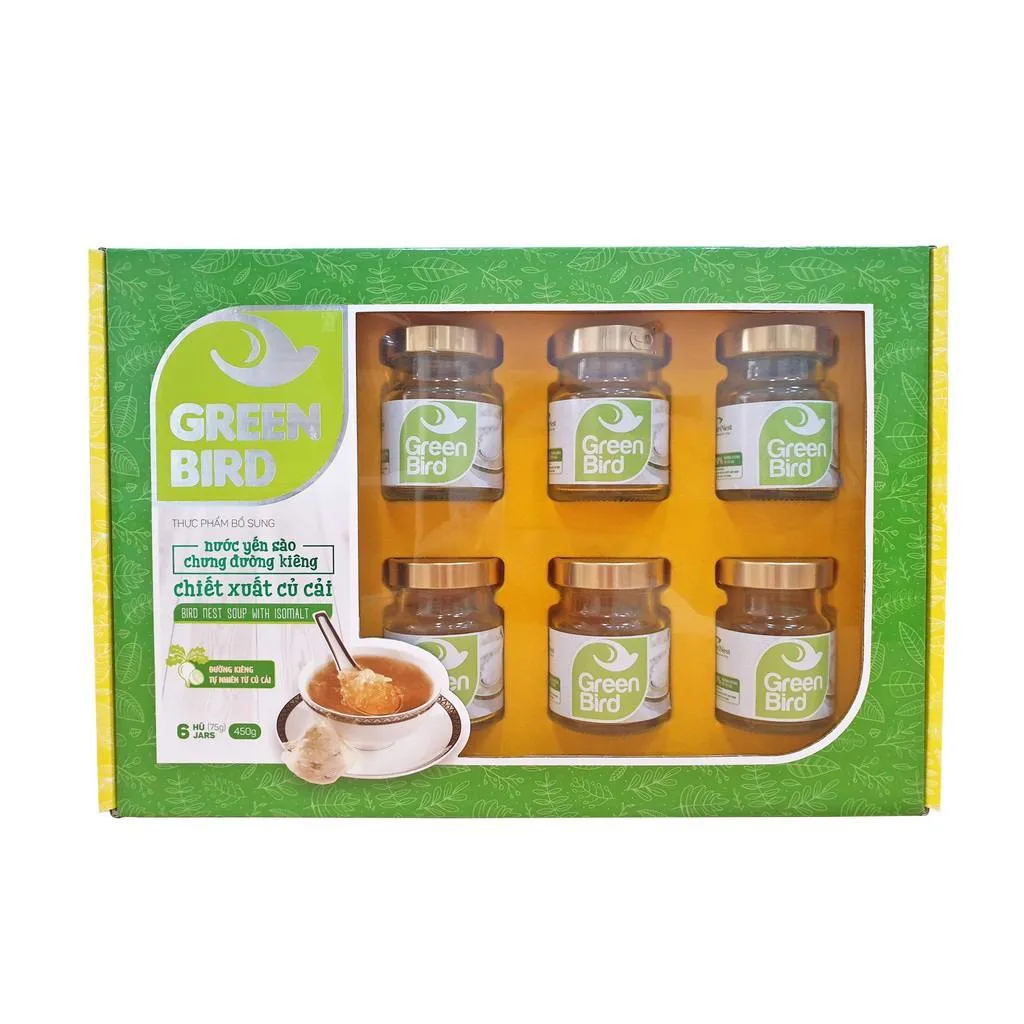 Ảnh Hộp quà Nước Yến Sào Chưng Đường Kiêng Củ Cải - GREEN BIRD - (6 hũ /72g) 1