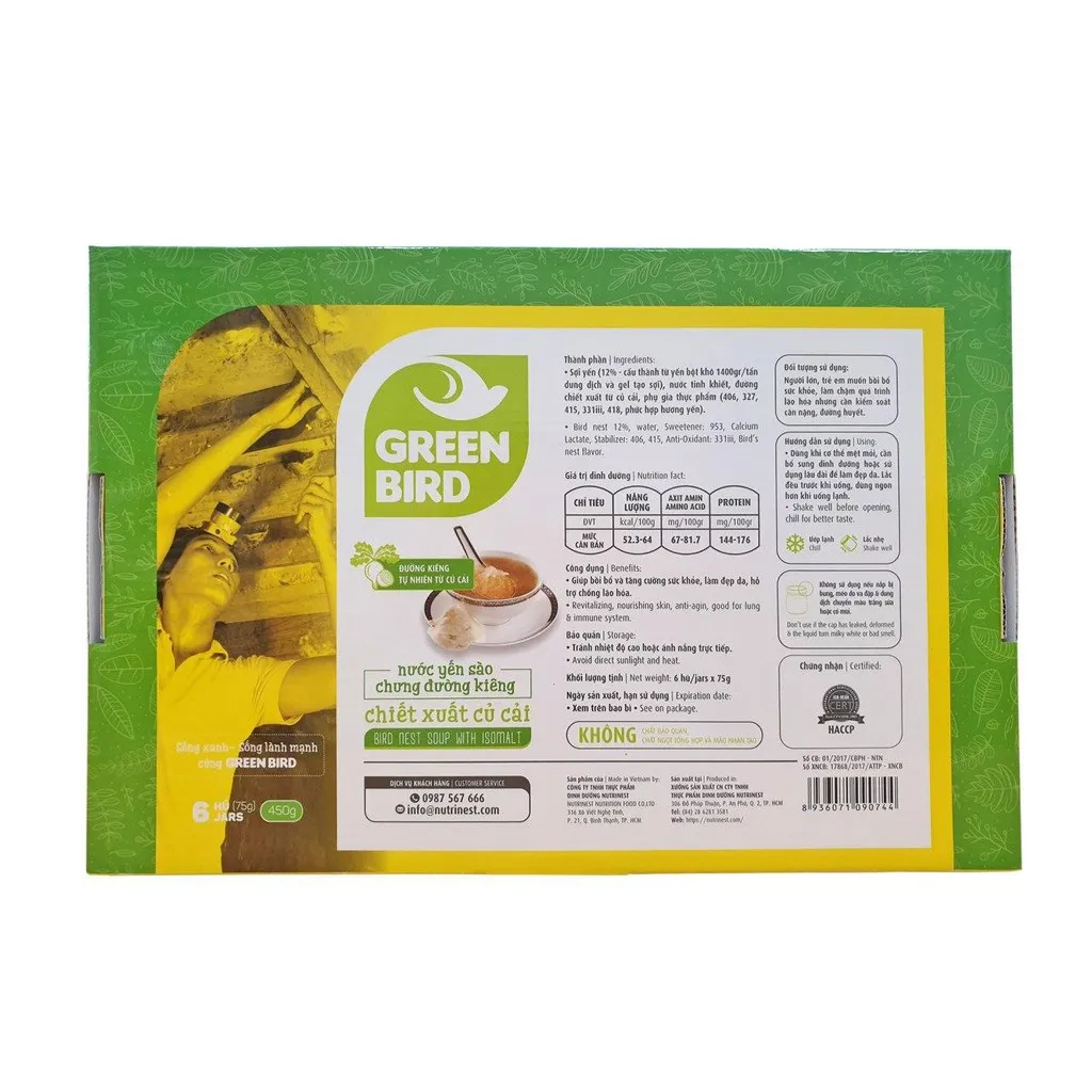 Ảnh Hộp quà Nước Yến Sào Chưng Đường Kiêng Củ Cải - GREEN BIRD - (6 hũ /72g) 3