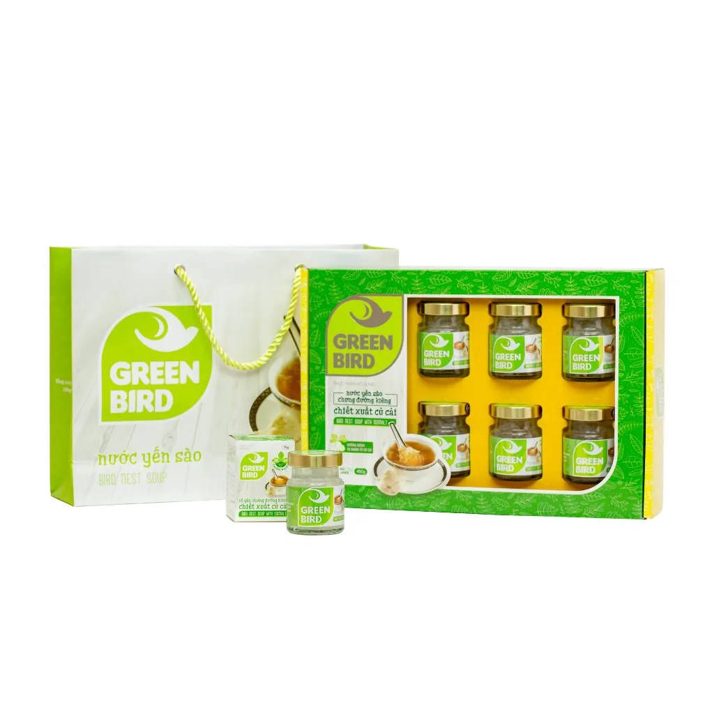 Ảnh Hộp quà Nước Yến Sào Chưng Đường Kiêng Củ Cải - GREEN BIRD - (6 hũ /72g) 4