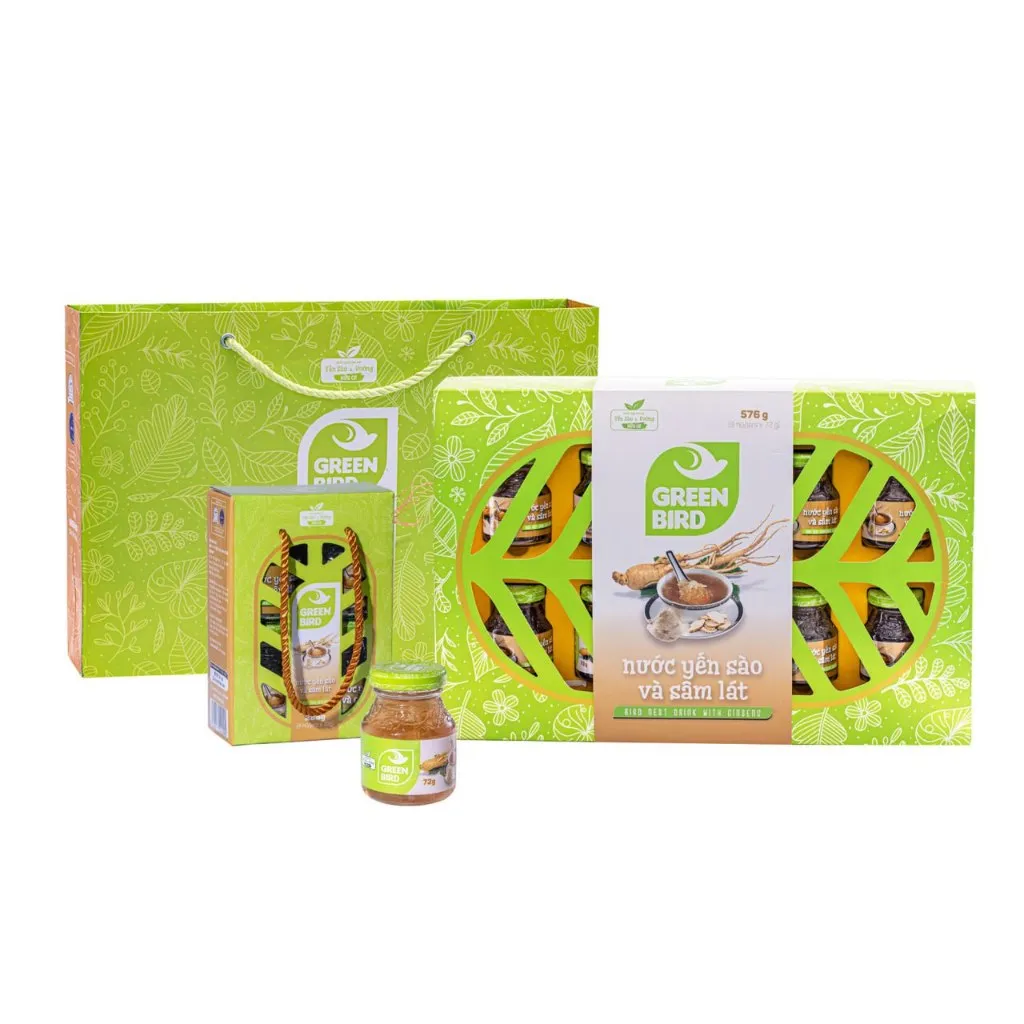 Ảnh Hộp quà Nước Yến Sào Và Sâm Lát - GREEN BIRD - (8 hũ /72g) 3