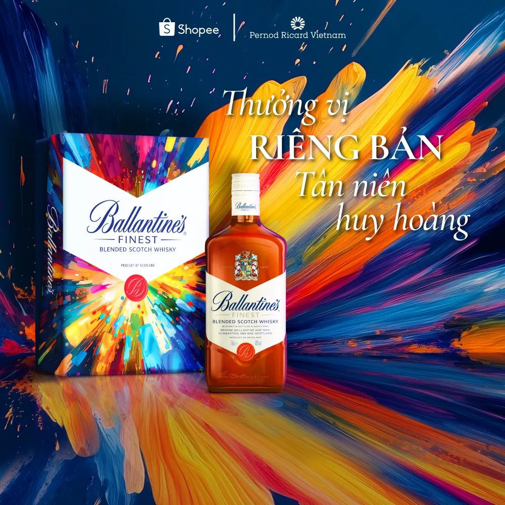 Ảnh Hộp Rượu Quà Tết 2025 Whisky Ballantines Finest Nồng Độ Alc 40% 700ml  Kèm Hộp và Túi Giấy 1