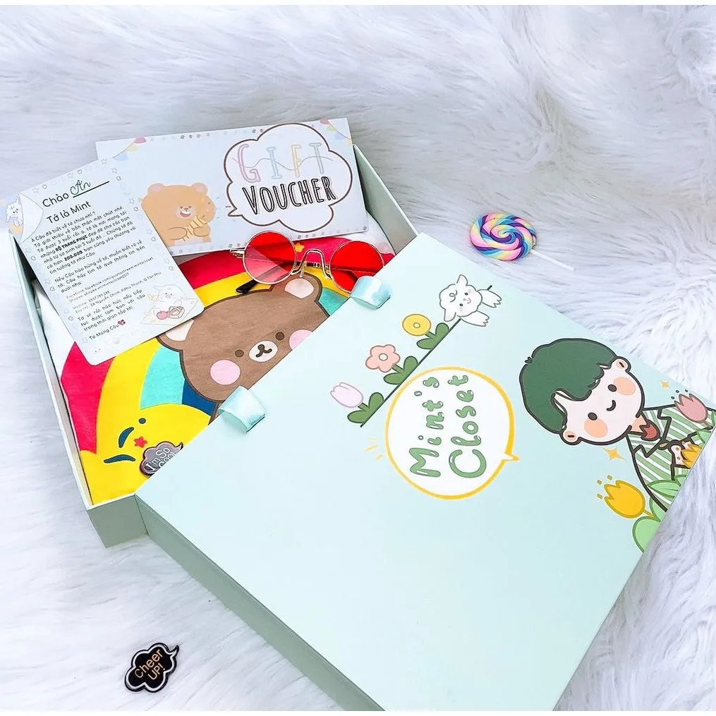 Ảnh Hộp Tặng Quà Thiệp sinh nhật đầy tháng thôi nôi dành cho đựng Quần Áo Cho Bé MINTSCLOSET (Không Phải Hộp Quà Tặng) 1