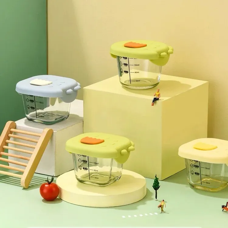 Ảnh Hộp Trữ Đồ Ăn Dặm Thủy Tinh KidsWorld Hình Khủng Long, Gấu Hộp Trữ Đông, Trữ Thức Ăn Cho Bé Nắp Silicone 1