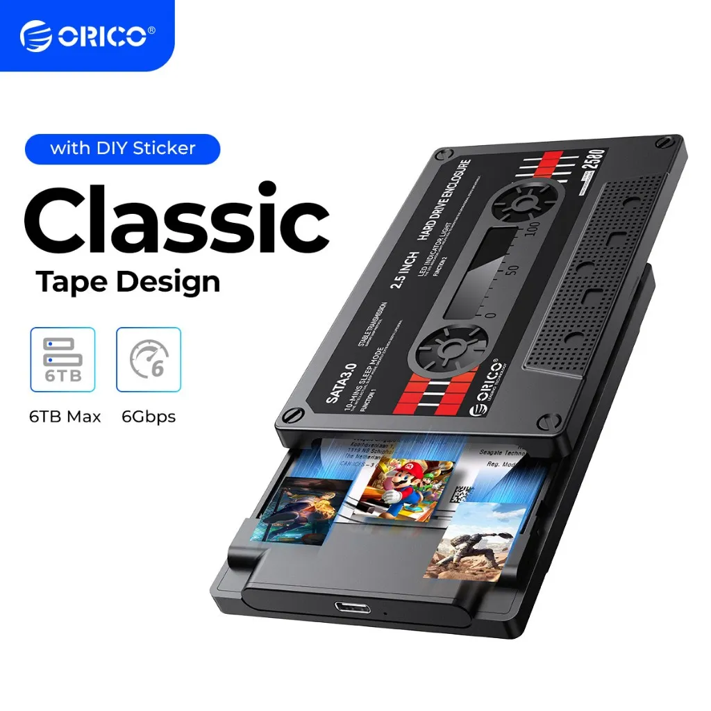 Ảnh Hộp đựng ổ cứng gắn ngoài ORICO 2.5 '' SATA sang USB3.0 5Gbps / 6Gbps có nhãn dán DIY-2580U3 1