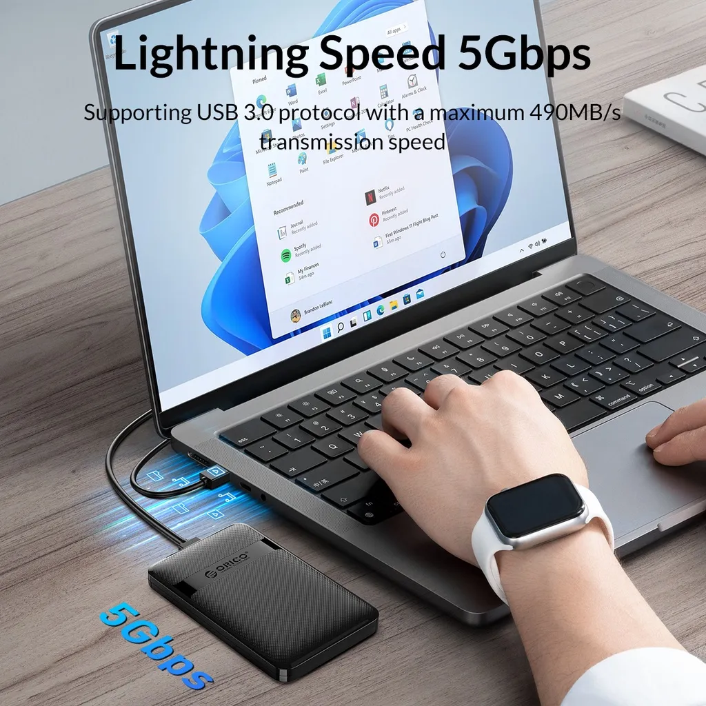 Ảnh Hộp đựng ổ cứng ORICO 2,5 inch SATA sang USB3.0 Type-C HDD 6Gbps Max USB-C Vỏ ổ cứng SATA gắn ngoài Hỗ trợ tự động tắt tiếng (2577U3-V1) 4