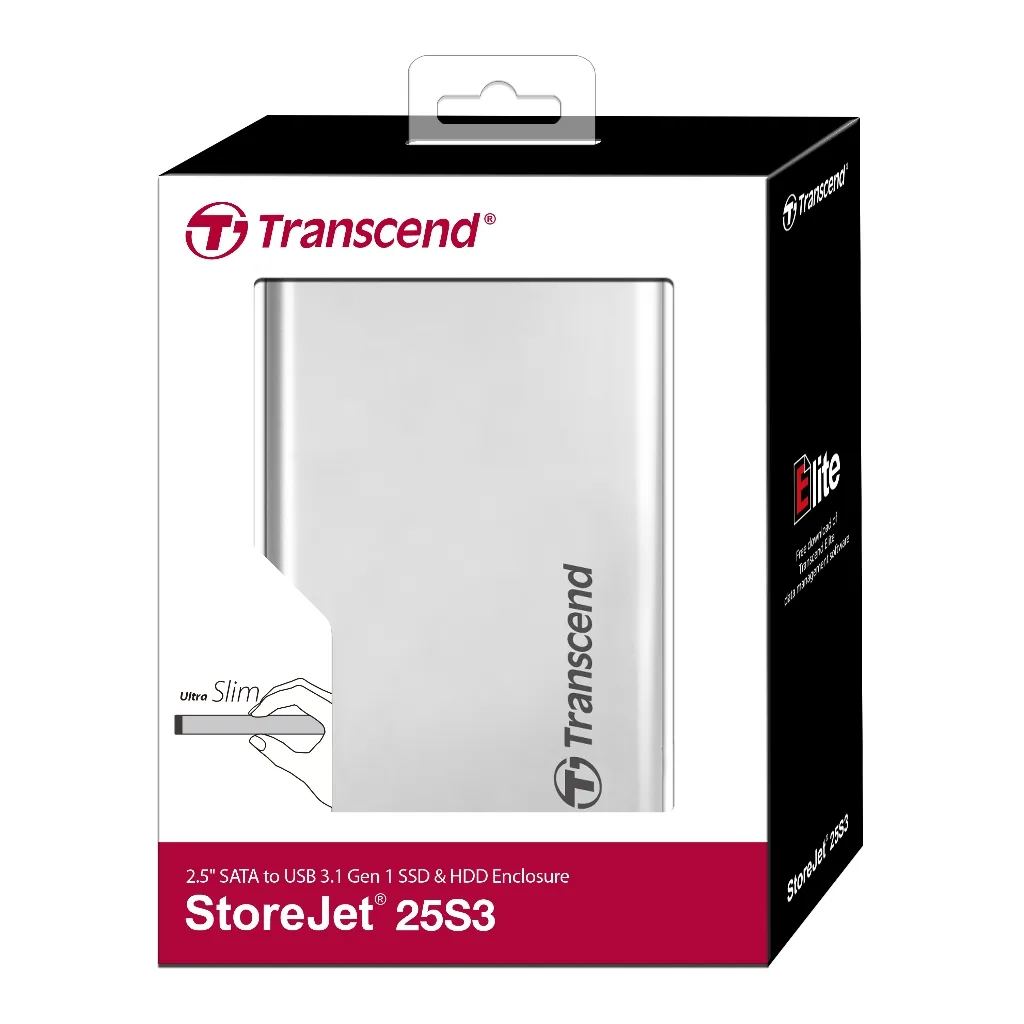 Ảnh Hộp đựng ổ cứng SSD/HDD Transcend 2.5” SATA III USB 3.1 Gen 1 TS0GSJ25S3 Bảo hành 2 năm 3