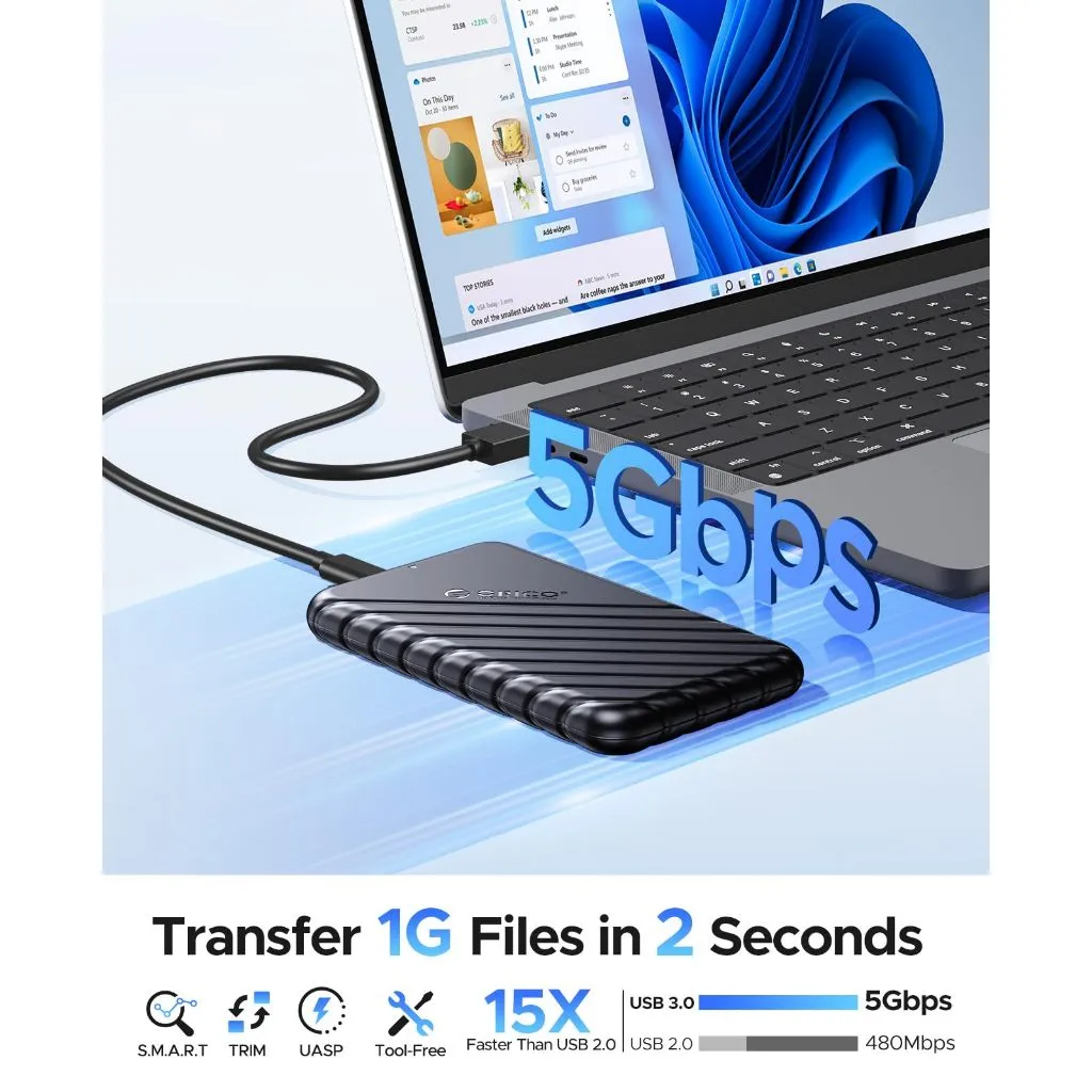 Ảnh Hộp đựng ổ cứng USB C 2,5 inch ORICO USB 3.1 Gen 1 sang SATA III (25PW1) 2