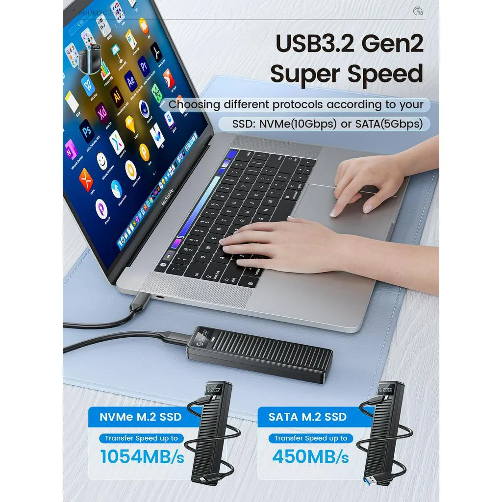 Ảnh Hộp đựng SSD ORICO M.2 NVMe 10Gbps USB 3.2 Gen2 M2 Thiết kế đơn giản cho NVMe SATA Hỗ trợ không cần dụng cụ UASP (PDDM2C3) 3