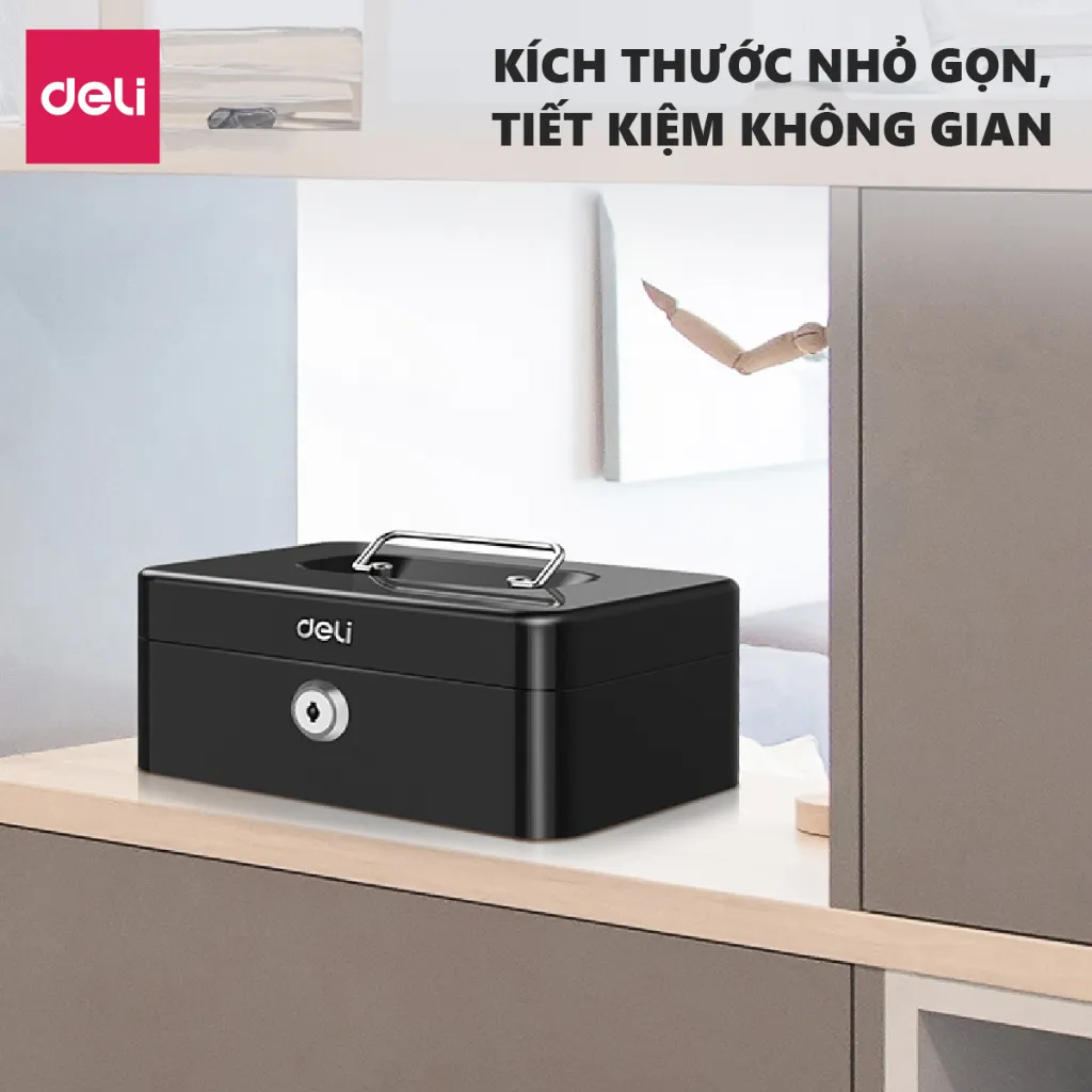 Ảnh Hộp Đựng Tiền Kim Loại Deli Hộp Đựng Trang Sức Nhiều Ngăn Bảo Vệ Tài Sản, Thiết Bị Nhà Cửa Văn Phòng 4