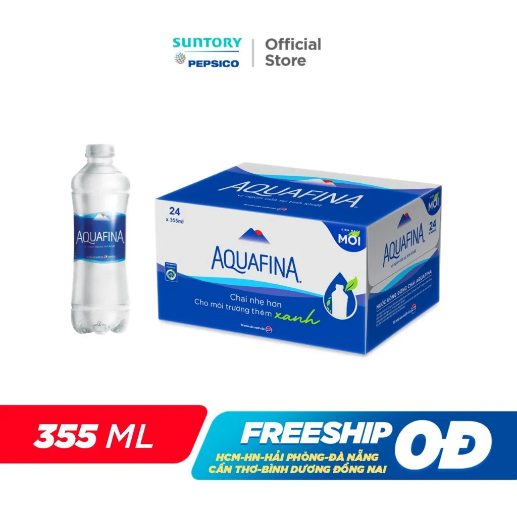 Ảnh [HOT-CHỈ 89K]Thùng 24 Chai Nước tinh khiết Aquafina (355ml/chai) 1