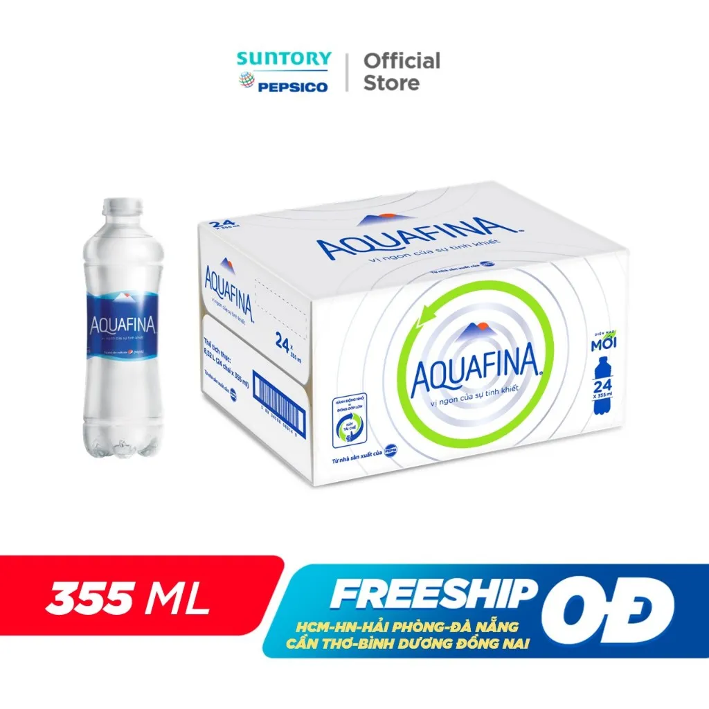 Ảnh [HOT-CHỈ 89K]Thùng 24 Chai Nước tinh khiết Aquafina (355ml/chai) 3