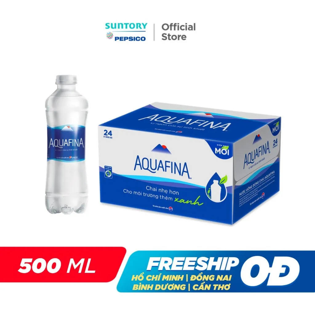 Ảnh [HOT-CHỈ 91K] Thùng 24 Chai Nước tinh khiết Aquafina (500ml/chai) 1