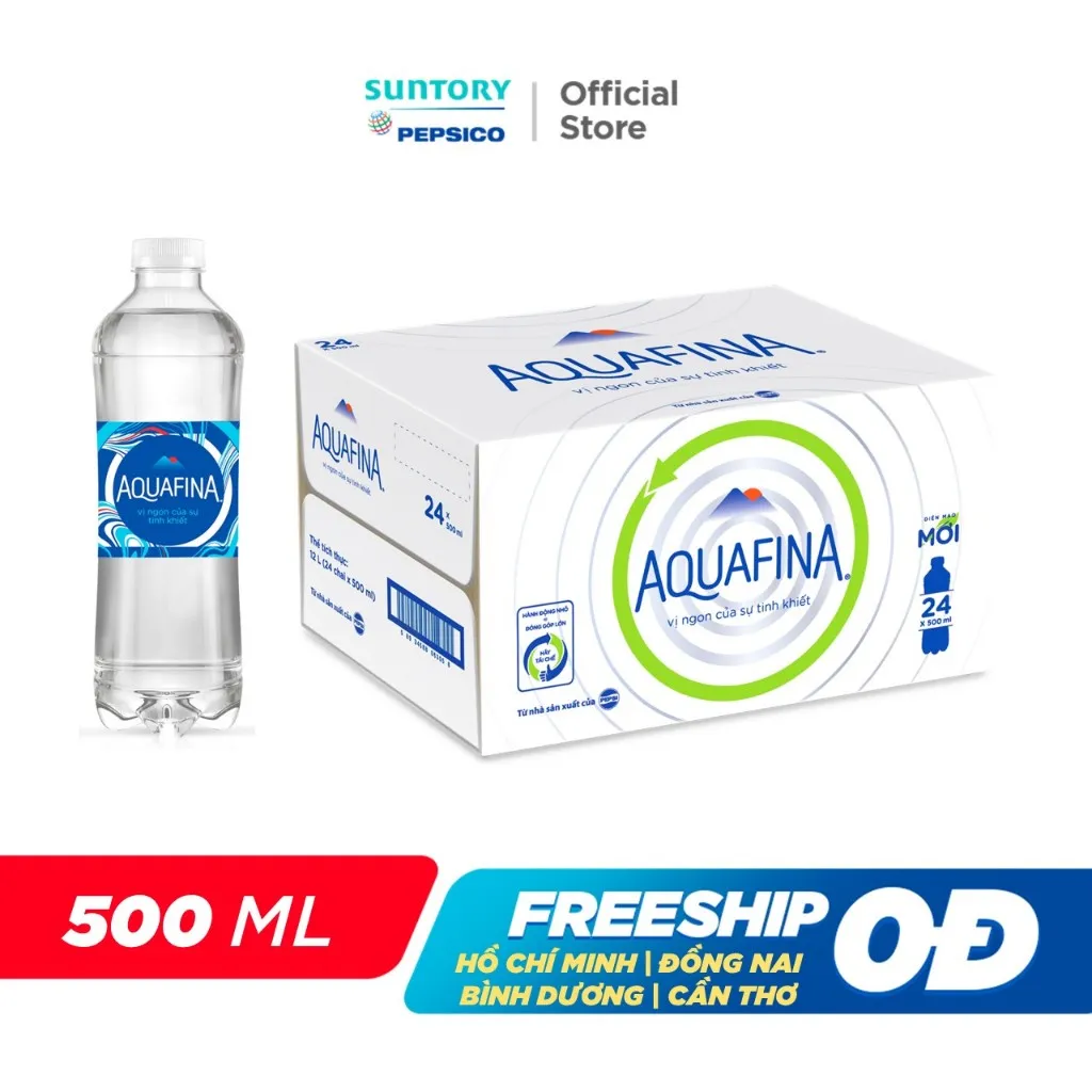Ảnh [HOT-CHỈ 91K] Thùng 24 Chai Nước tinh khiết Aquafina (500ml/chai) 2