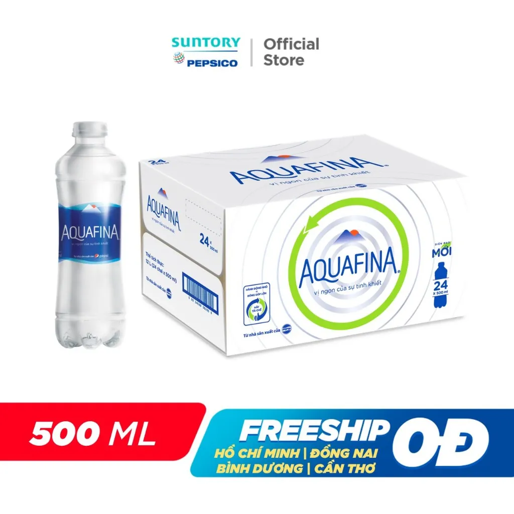 Ảnh [HOT-CHỈ 91K] Thùng 24 Chai Nước tinh khiết Aquafina (500ml/chai) 3