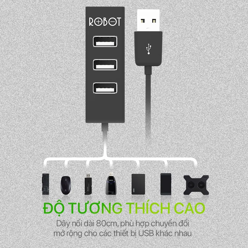 Ảnh HUB Chuyển Đổi ROBOT H140-80 4 Cổng USB Hàng Chính Hãng Bảo Hành 12 Tháng 1 Đổi 1 2