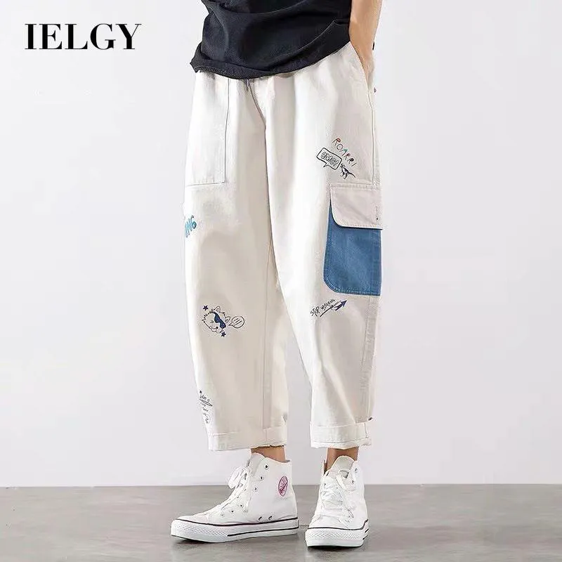 Ảnh IELGY graffiti in chữ ống thẳng quần rộng thứ chín dành cho nam 3
