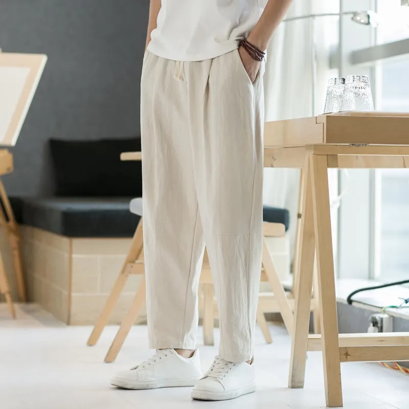 Ảnh IELGY quần crop quần rộng nam phong cách hàn quốc thẳng nhiều màu tùy chọn phần mỏng màu trơn 3