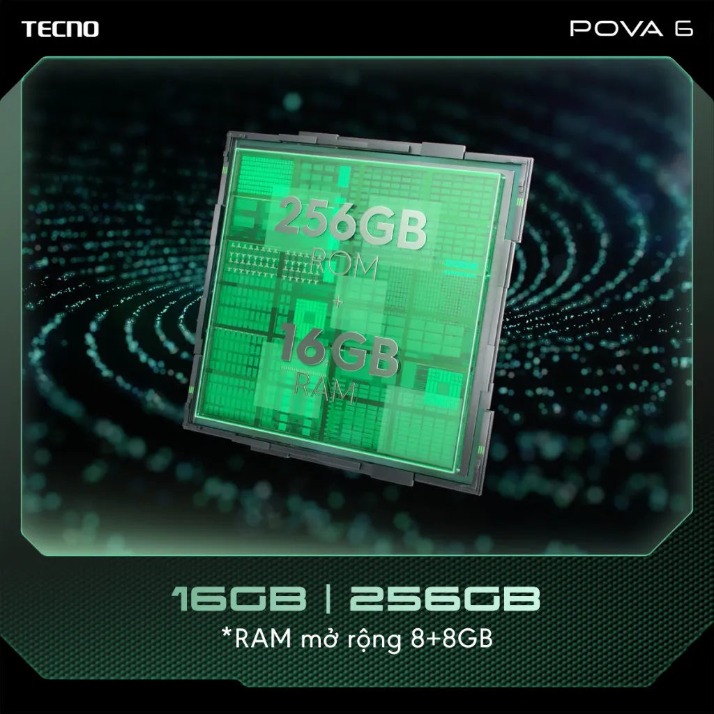 Ảnh Điện thoại gaming Tecno Pova 6 (8+8)GB/256GB I 6000mAh + 70W I AMOLED 120Hz I 108MP 3
