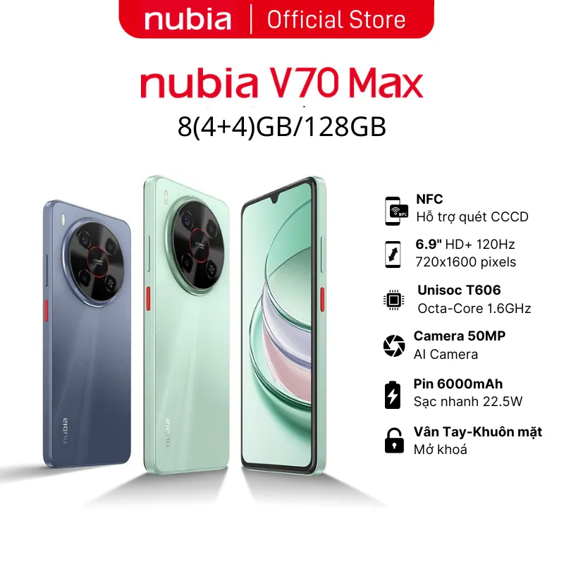 Ảnh Điện thoại Nubia V70 Max 8(4+4)GB/128GB I Pin 6000mAh I 6.9"120Hz I Chống rơi vỡ* 1