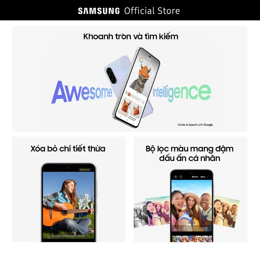 Ảnh Điện thoại Samsung Galaxy A36 5G (8/128GB), Màn Hình FHD 6.7”, Mặt lưng kính, AI-Create Filter, Chip Snapdragon 6 Gen 3 4