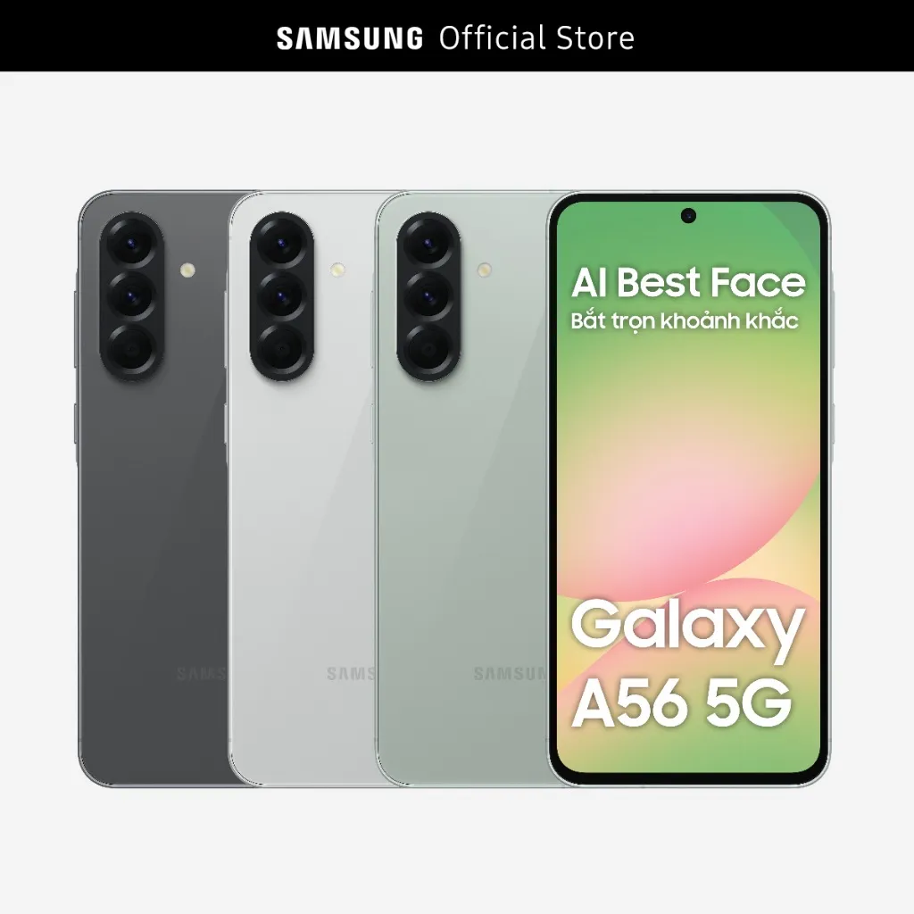 Ảnh Điện thoại Samsung Galaxy A56 5G (8/128GB), Màn Hình FHD 6.7”, Mặt lưng kính, AI-Best Face 1