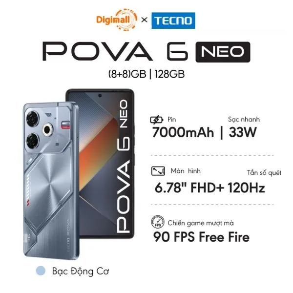 Ảnh Điện thoại Tecno Pova 6 Neo (8GB/128GB) - Helio G99 Ultimate | 7000 mAh | Sạc nhanh 33W 1