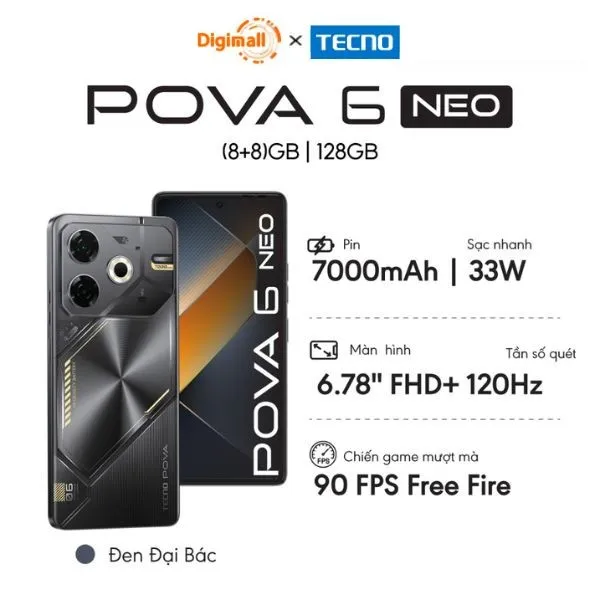 Ảnh Điện thoại Tecno Pova 6 Neo (8GB/128GB) - Helio G99 Ultimate | 7000 mAh | Sạc nhanh 33W 2