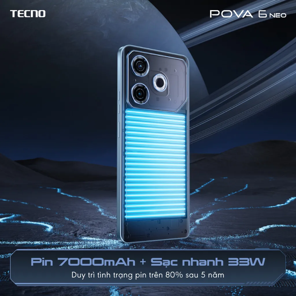 Ảnh Điện thoại Tecno Pova 6 Neo (8GB/128GB) - Helio G99 Ultimate | 7000 mAh | Sạc nhanh 33W 3