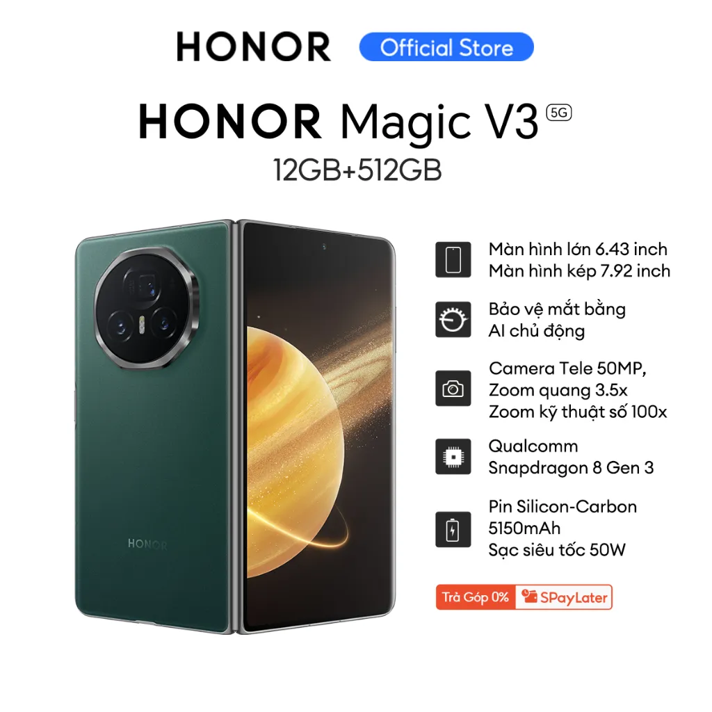 Ảnh Điện thoại thông minh cao cấp HONOR Magic V3 5G 12GB + 512GB | Màn hình 7.92 inch| BH 24 Tháng 2