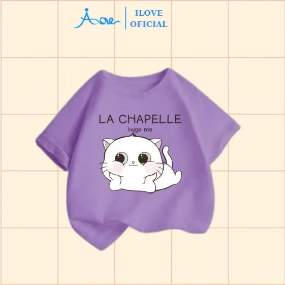 Ảnh ILOVE Áo thun CHÚ MÈO dễ thương, áo phông cộc tay chất COTTON mềm mịn, thoáng mát dành cho bé gái 8.5-32kg 3