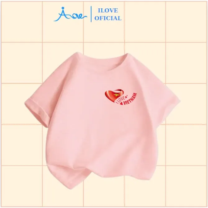 Ảnh ILOVE Áo thun cờ đỏ sao vàng Việt Nam, Áo cộc Việt Nam cho bé chất cotton co giãn cho bé từ 8.5-32kg 3
