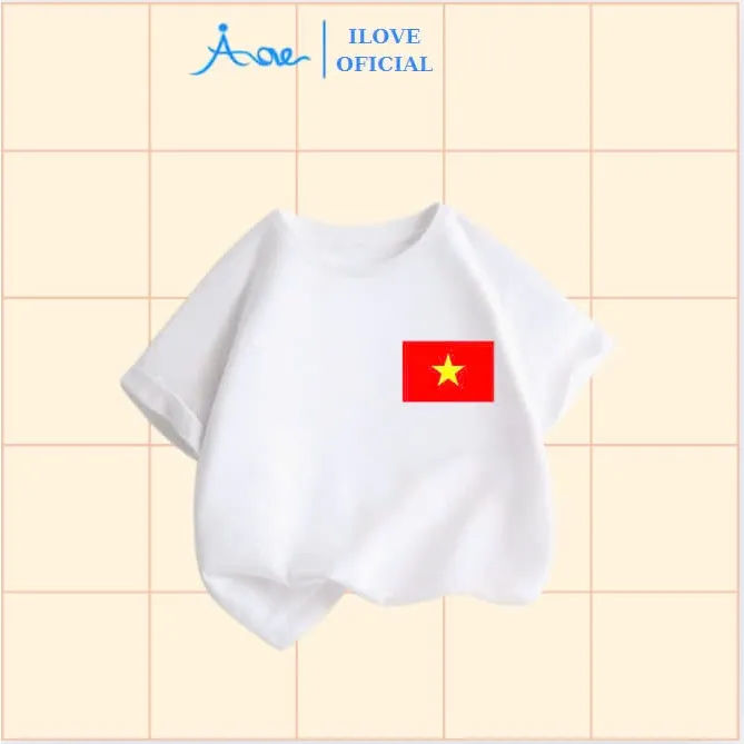 Ảnh ILOVE Áo thun cờ đỏ sao vàng Việt Nam, Áo cộc Việt Nam cho bé chất cotton co giãn cho bé từ 8.5-32kg 4