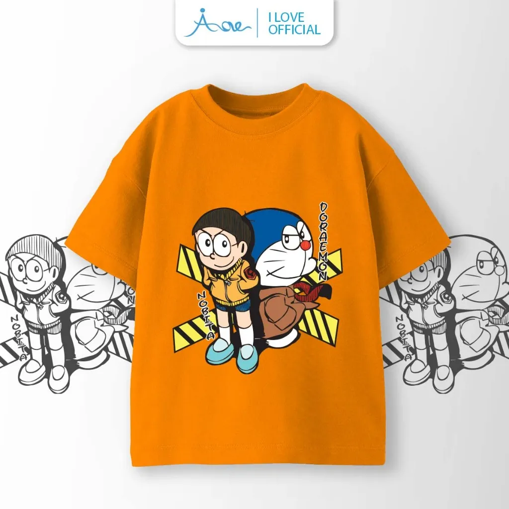 Ảnh ILOVE Áo thun cộc tay NOBITA&DORAEMON cực ngầu, áo phông tay ngắn chất COTTON mềm mịn, thoáng mát dành cho bé 8.5-32kg 3