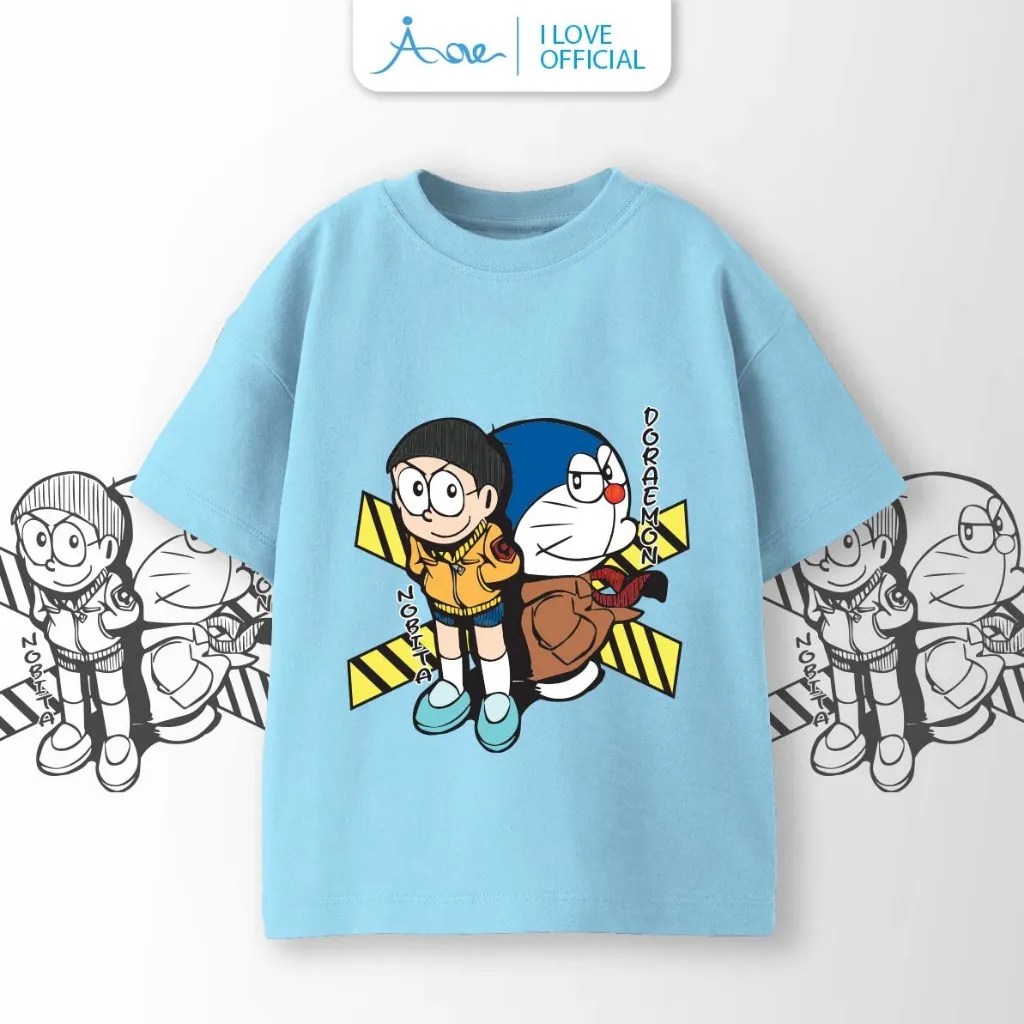 Ảnh ILOVE Áo thun cộc tay NOBITA&DORAEMON cực ngầu, áo phông tay ngắn chất COTTON mềm mịn, thoáng mát dành cho bé 8.5-32kg 4