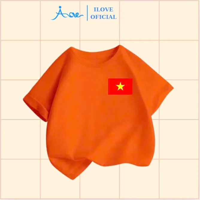 Ảnh ILOVE Áo thun cộc tay cờ đỏ sao vàng Việt Nam, Áo phông Việt Nam cho bé chất cotton cho bé 8.5-32kg 1