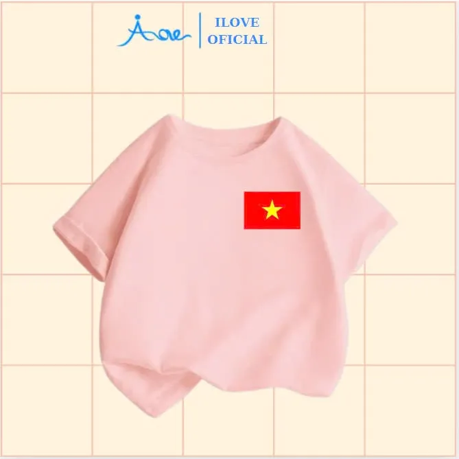 Ảnh ILOVE Áo thun cộc tay cờ đỏ sao vàng Việt Nam, Áo phông Việt Nam cho bé chất cotton cho bé 8.5-32kg 2