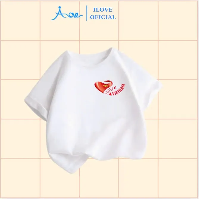 Ảnh ILOVE Áo thun cộc tay cờ đỏ sao vàng Việt Nam, Áo phông Việt Nam cho bé chất cotton cho bé 8.5-32kg 3