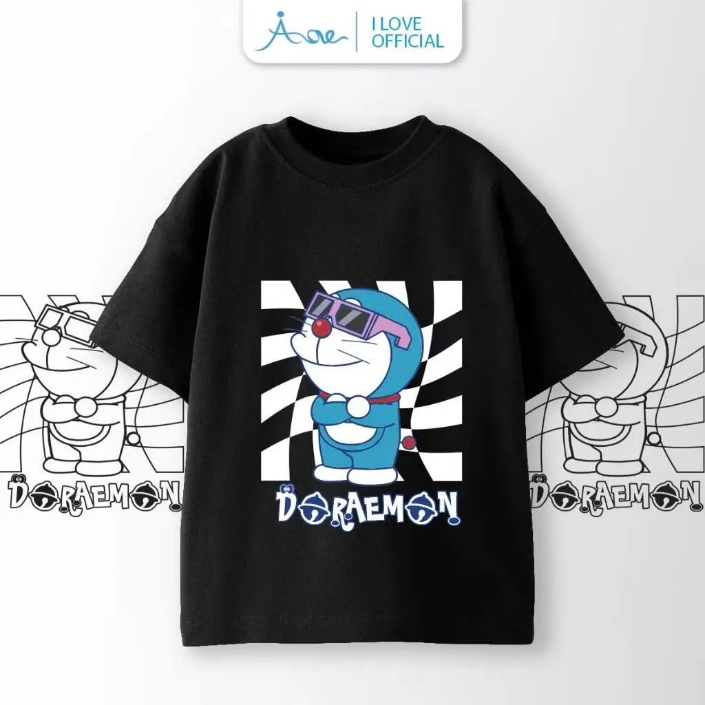 Ảnh ILOVE Áo thun cộc tay DORAEMON Cool, áo phông chất COTTON mềm mịn, thoáng mát dành cho bé từ 8.5-32kg 1