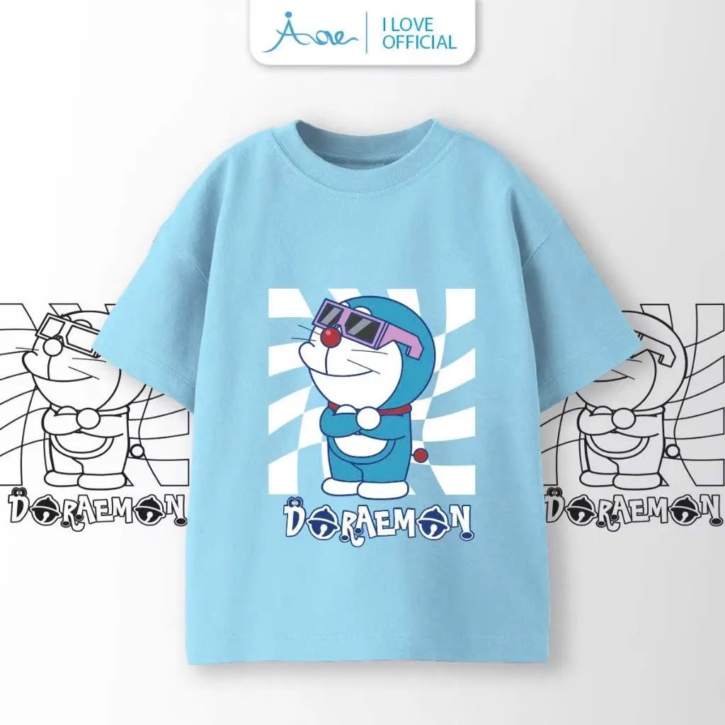 Ảnh ILOVE Áo thun cộc tay DORAEMON Cool, áo phông chất COTTON mềm mịn, thoáng mát dành cho bé từ 8.5-32kg 3