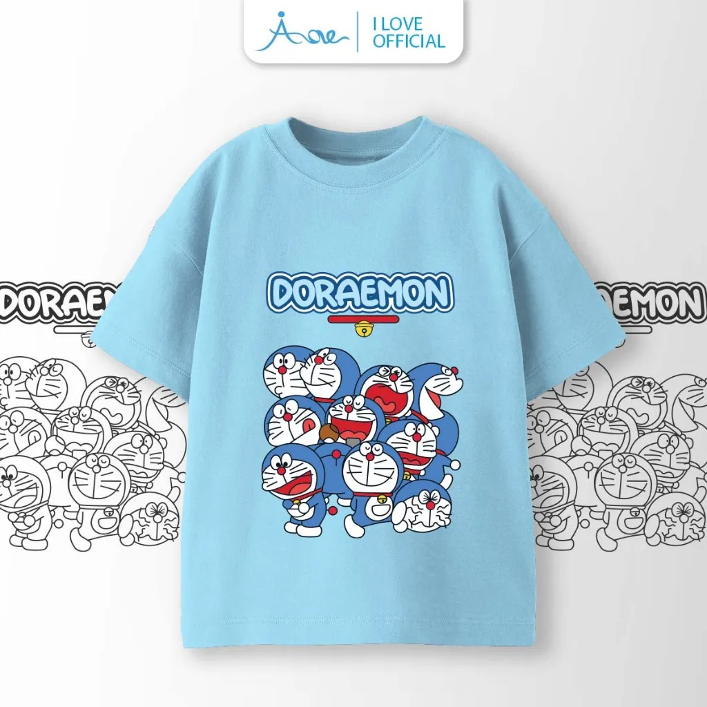 Ảnh ILOVE Áo thun cộc tay mèo máy DORAEMON Dora Dora, áo phông tay ngắn chất COTTON mềm mịn, thoáng mát cho bé 8.5-32kg 4
