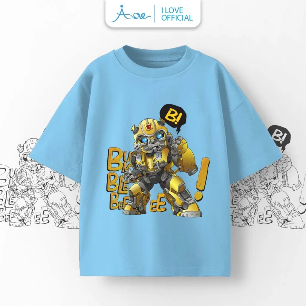 Ảnh ILOVE Áo thun cộc tay robot BUMBLEBEE cho bé, áo phông tay ngắn chất COTTON mềm mịn, thoáng mát cho bé trai 8.5-32kg 2