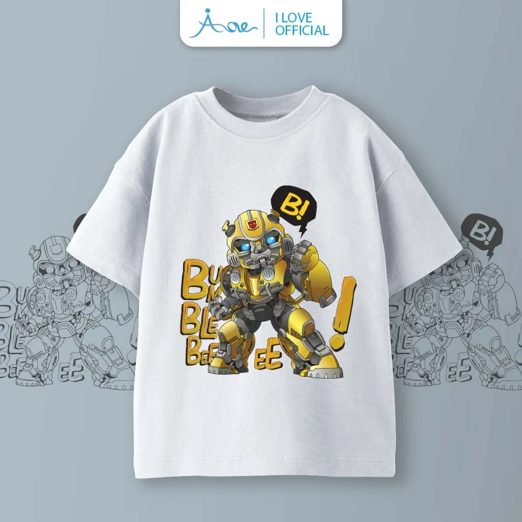 Ảnh ILOVE Áo thun cộc tay robot BUMBLEBEE cho bé, áo phông tay ngắn chất COTTON mềm mịn, thoáng mát cho bé trai 8.5-32kg 3