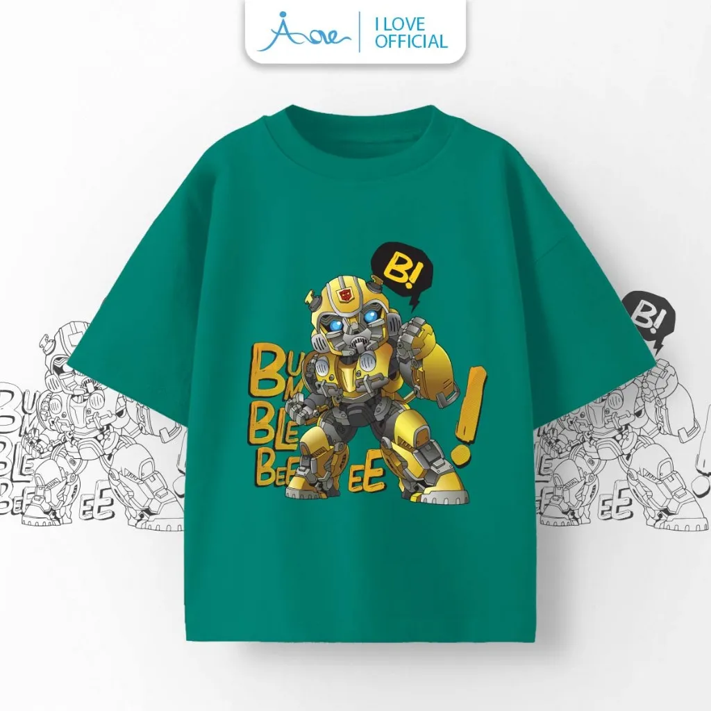 Ảnh ILOVE Áo thun cộc tay robot BUMBLEBEE cho bé, áo phông tay ngắn chất COTTON mềm mịn, thoáng mát cho bé trai 8.5-32kg 4
