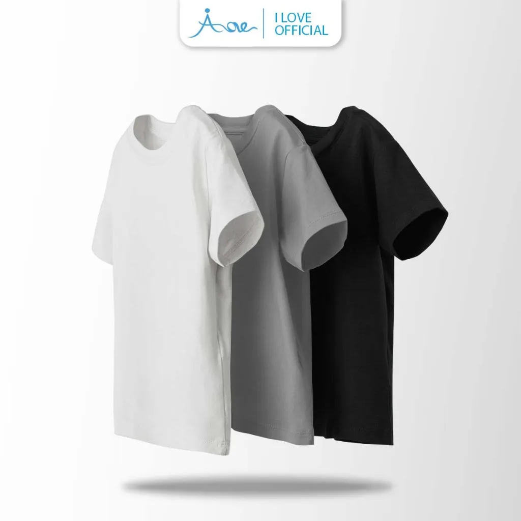 Ảnh ILOVE Áo thun cộc tay trẻ em mẫu trơn, áo phông tay ngắn ILOVE chất COTTON thoáng mát dành cho bé trai, bé gái 8.5-32kg 3