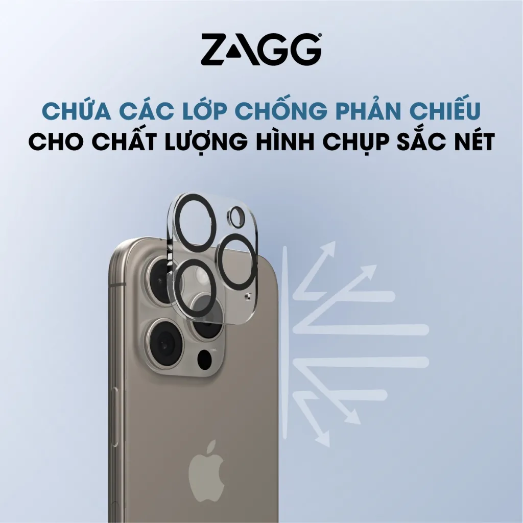 Ảnh [iPhone 16/15] Dán bảo vệ CAMERA cao cấp ZAGG Premium/Luxury công nghệ ion tối đa độ rõ nét, ClearPrint 4